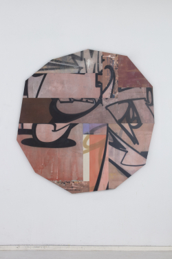 Boulder (vermilion)
Adrian FALKNER (*1979 in Basel, Switzerland)
2024
Acrylic, spray, paint, chalk, india ink, sewn linen
H 170 x W 160 cm